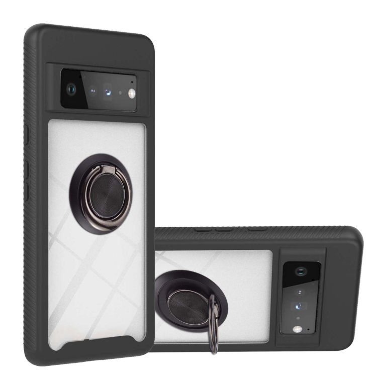 

For Google Pixel 6 Pro Starry Sky Solid Color Series Shockproof PC + TPU Protective Case with Ring Holder & Magnetic Function(Black)