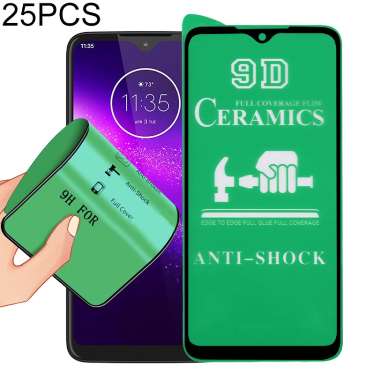 For Motorola One Macro 25 PCS 9D Full Screen Full Glue Ceramic