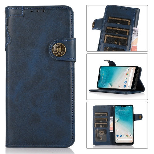 

For Samsung Galaxy M32 KHAZNEH Dual-Splicing Cowhide Texture Horizontal Flip Leather Case with Holder & Card Slots & Wallet & Photo Frame & Lanyard(Blue)