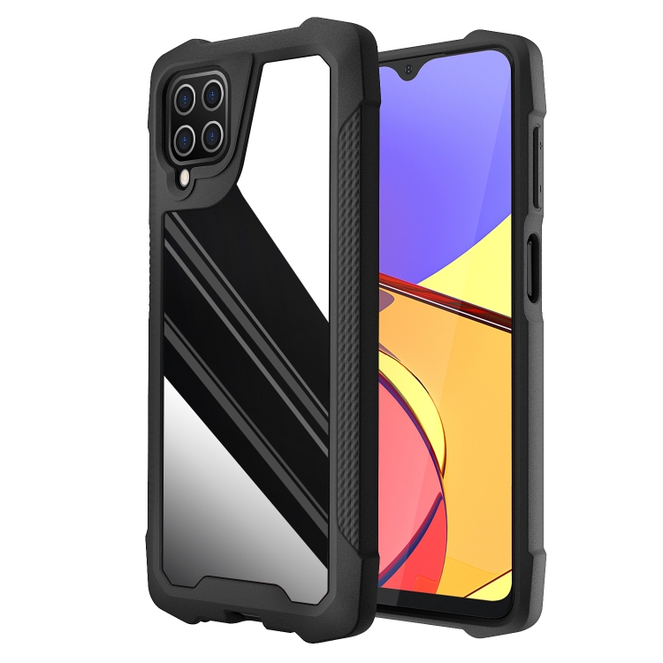 

For Samsung Galaxy A12 5G Stainless Steel Metal PC Back Cover + TPU Heavy Duty Armor Shockproof Case(Mirror Black)