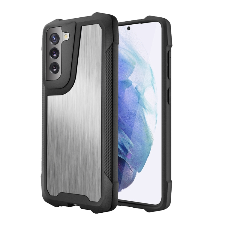 For Samsung Galaxy S21 5G Stainless Steel Metal PC Back Cover