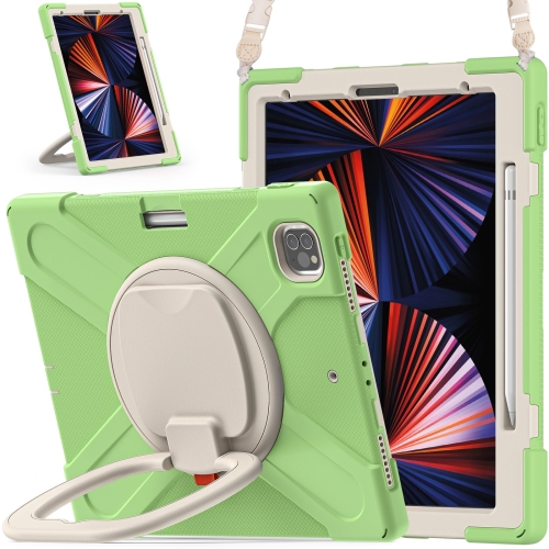 

Silicone + PC Protective Tablet Case with Holder & Shoulder Strap For iPad Pro 12.9 2021(Matcha Green)