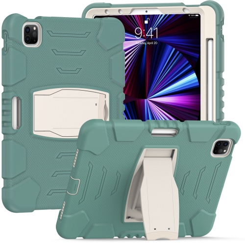 

3-Layer Protection Screen Frame + PC + Silicone Shockproof Combination Tablet Case with Holder For iPad Pro 11 2021 / 2020 / 2018(Emerald Green)