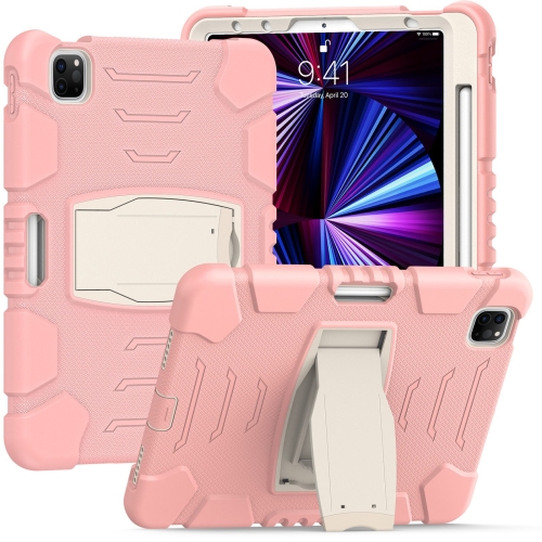 

3-Layer Protection Screen Frame + PC + Silicone Shockproof Combination Tablet Case with Holder For iPad Pro 11 2021 / 2020 / 2018(Cherry Blossoms Pink)