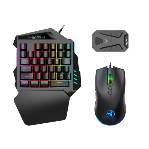 T1 Wired One Handed Gaming Keyboard Mouse Combo Ergonomic Multicolor  Backlight One-Handed Game Keyboard Mouse Set For PC