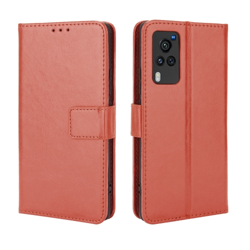 

For vivo X60 Pro Overseas Version / X60 5G Curved Surface Version Crazy Horse Texture Horizontal Flip Leather Case with Holder & Card Slots & Lanyard(Brown)