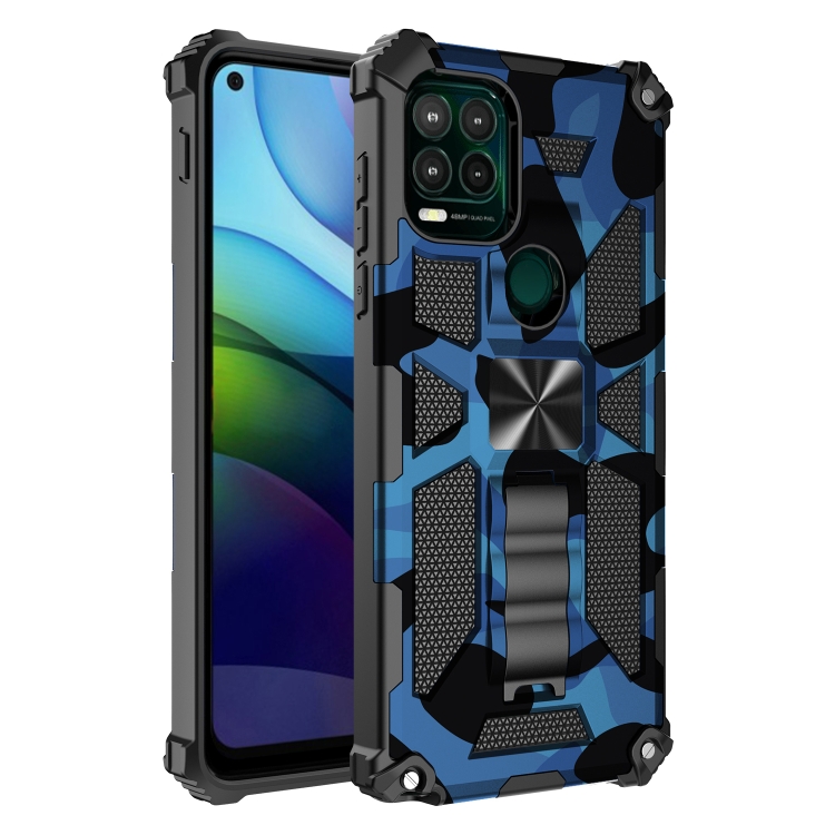 

Camouflage Armor Shockproof TPU + PC Magnetic Protective Case with Holder For Motorola Moto G Stylus 5G(Blue)