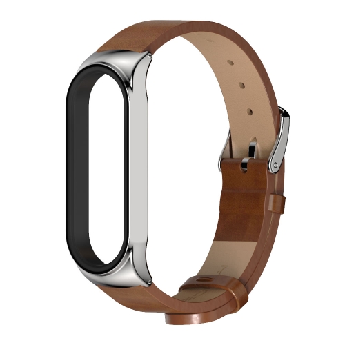 

For Xiaomi Mi Band 6 / 5 / 4 / 3 Mijobs CS Microfiber Leather Replacement Watchband(Brown + Silver)