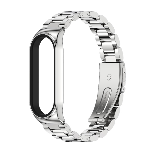 

For Xiaomi Mi Band 6 / 5 / 4 / 3 Mijobs CS Metal Three Bead Stainless Steel Watch Band(Silver)