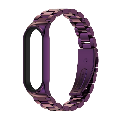 

For Xiaomi Mi Band 6 / 5 / 4 / 3 Mijobs CS Metal Three Bead Stainless Steel Watch Band(Purple)