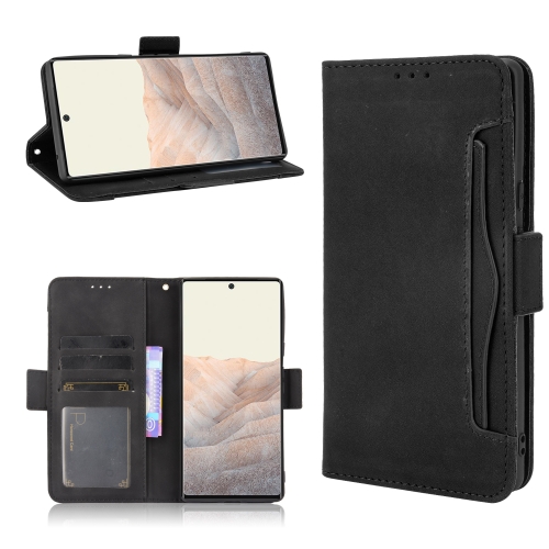 

For Google Pixel 6 Skin Feel Calf Pattern Horizontal Flip Leather Case with Holder & Card Slots & Photo Frame(Black)