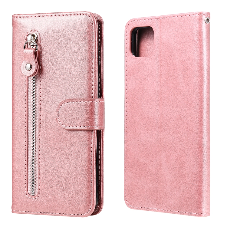 

For Samsung Galaxy A22 5G Fashion Calf Texture Zipper Horizontal Flip Leather Case with Holder & Card Slots & Wallet(Rose Gold)