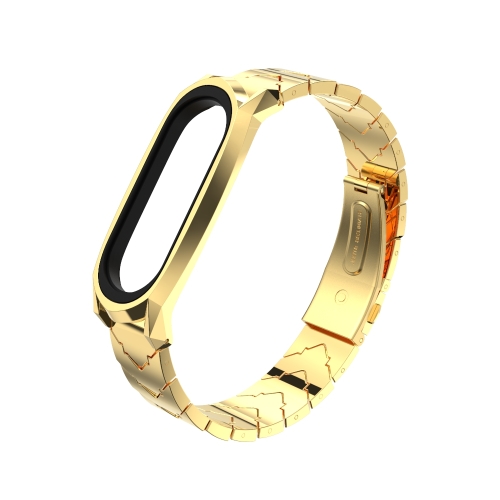 

For Xiaomi Mi Band 6 / 5 / 4 / 3 Mijobs GT Metal Stainless Steel V Type Replacement Watchband(Gold)