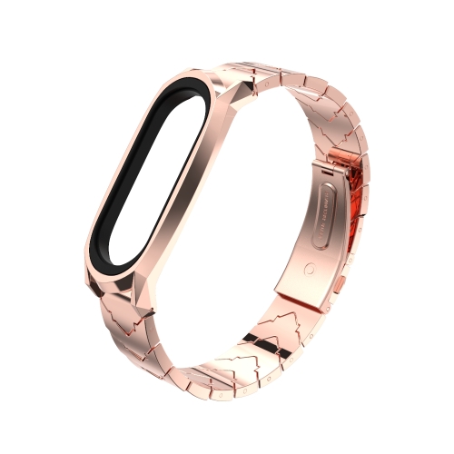 

For Xiaomi Mi Band 6 / 5 / 4 / 3 Mijobs GT Metal Stainless Steel V Type Replacement Watchband(Rose Gold)