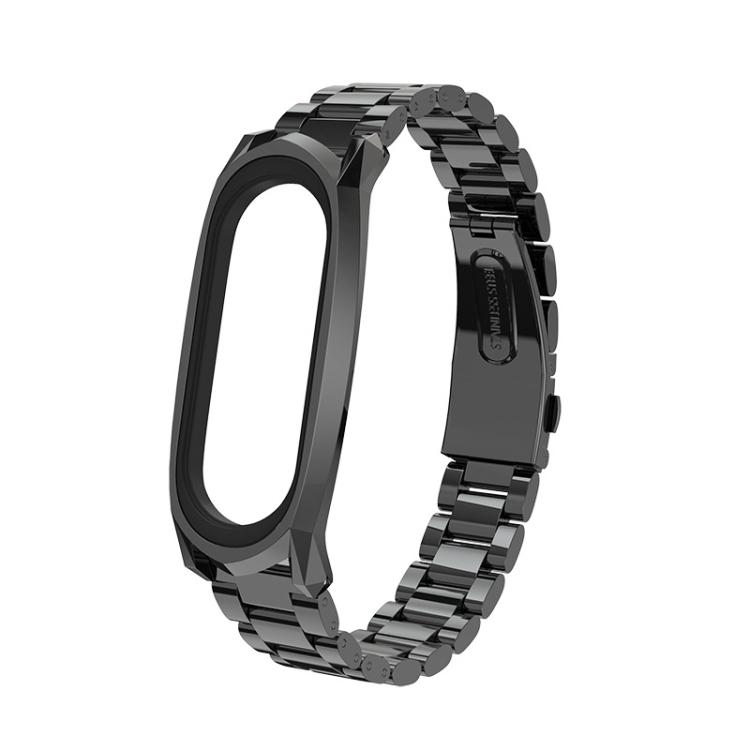 

For Xiaomi Mi Band 6 / 5 / 4 / 3 Mijobs Three Beads Metal GT Stainless Steel Replacement Watchband(Black)