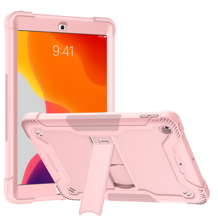 

Silicone + PC Shockproof Protective Case with Holder For iPad 10.2 2021 / 2020 / 2019(Rose Gold)