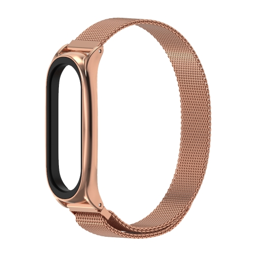 

For Xiaomi Mi Band 6 / 5 / 4 / 3 Mijobs Milan Magnetic Plus Stainless Steel Replacement Watchband(Rose Gold)