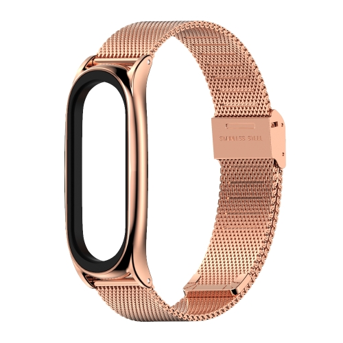 

For Xiaomi Mi Band 6 / 5 / 4 / 3 Mijobs Milan Buckle Plus Stainless Steel Replacement Watchband(Rose Gold)
