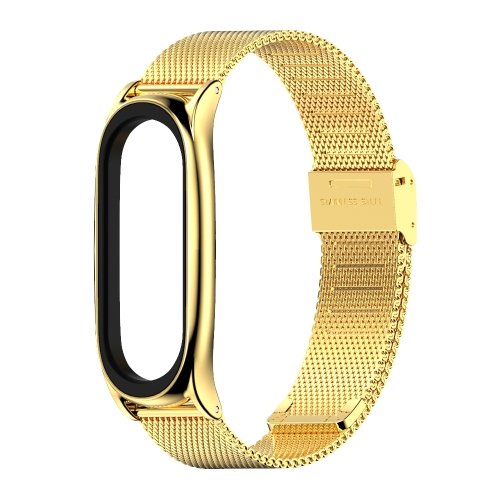 

For Xiaomi Mi Band 6 / 5 / 4 / 3 Mijobs Milan Buckle Plus Stainless Steel Replacement Watchband(Gold)