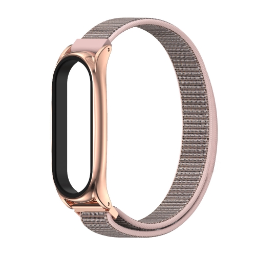 

For Xiaomi Mi Band 6 / 5 / 4 / 3 Mijobs Nylon Loop Plus Strap Replacement Watchband(Pink Sand Rose Gold)