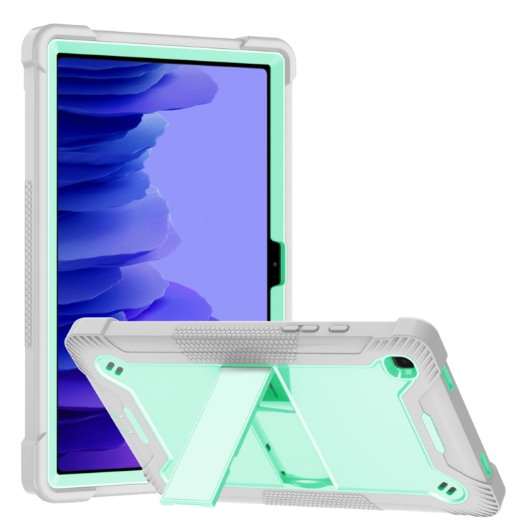 

For Samsung Galaxy Tab A7 10.4 (2020) Silicone + PC Shockproof Protective Case with Holder(Gray + Green)