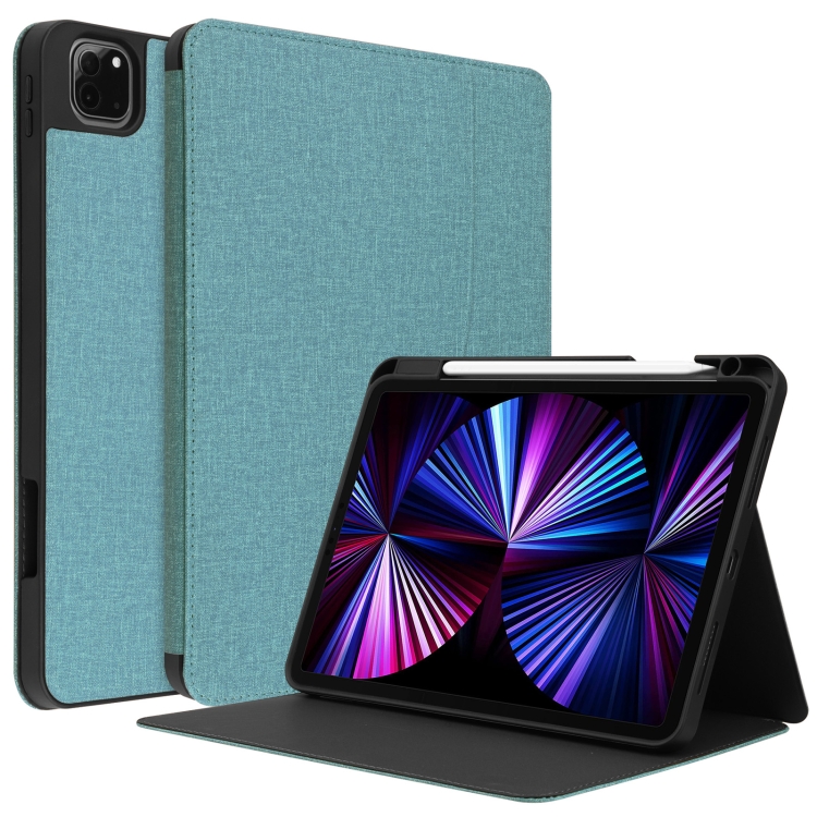 

Cloth Texture TPU Horizontal Flip Leather Tablet Case with Pen Slot & Holder For iPad Pro 11 inch 2021 / 2020 / 2018(Mint Green)