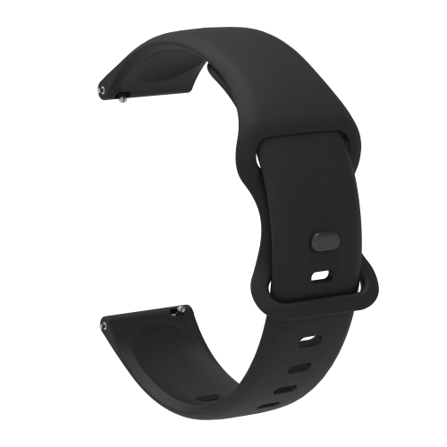 

22mm For Garmin Venu / Samsung Galaxy Watch Active 2 Universal Inner Back Buckle Perforation Silicone Watch Band(Black)