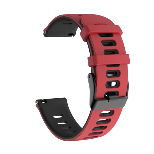 

22mm For Garmin Vivoactive 4 / Venu 2 Universal Two-color Silicone Watch Band(Red Black)