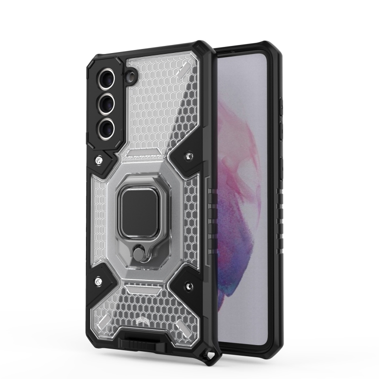 

For Samsung Galaxy S21 FE Space PC + TPU Ring Holder Protective Case(White)