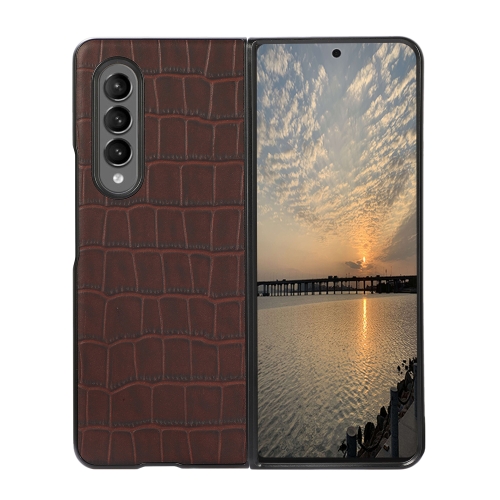 

For Samsung Galaxy Z Fold3 5G Crocodile Texture PU Shockproof Protective Case(Brown)