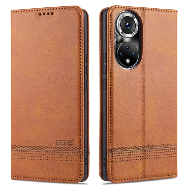 

For Honor 50 AZNS Magnetic Calf Texture Horizontal Flip Leather Case with Card Slots & Holder & Wallet(Light Brown)