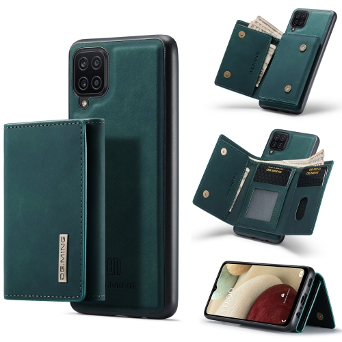 

For Samsung Galaxy A12 5G DG.MING M1 Series 3-Fold Multi Card Wallet + Magnetic Back Cover Shockproof Case with Holder Function(Green)