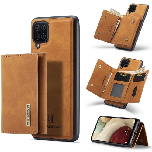 

For Samsung Galaxy A12 5G DG.MING M1 Series 3-Fold Multi Card Wallet Back Cover Shockproof Case with Holder Function(Brown)