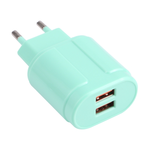 13-22 2.1A Caricabatterie da viaggio Dual USB USB, spina UE (verde)