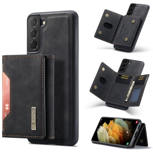 

For Samsung Galaxy S21 FE DG.MING M2 Series 3-Fold Multi Card Bag + Magnetic Back Cover Shockproof Case with Wallet & Holder Function(Black)