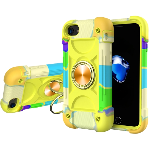 

Shockproof Silicone + PC Protective Case with Dual-Ring Holder For iPhone 6/6s/7/8/SE 2022 / SE 2020(Colorful Yellow Green)