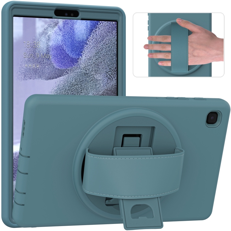 

For Samsung Galaxy Tab A7 Lite 8.7 T220 360 Degree Rotation PC + TPU Protective Case with Holder & Hand-strap & Pen Slot(Light Blue)