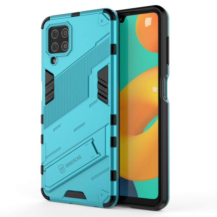 

For Samsung Galaxy M32 Punk Armor 2 in 1 PC + TPU Shockproof Case with Invisible Holder(Blue)