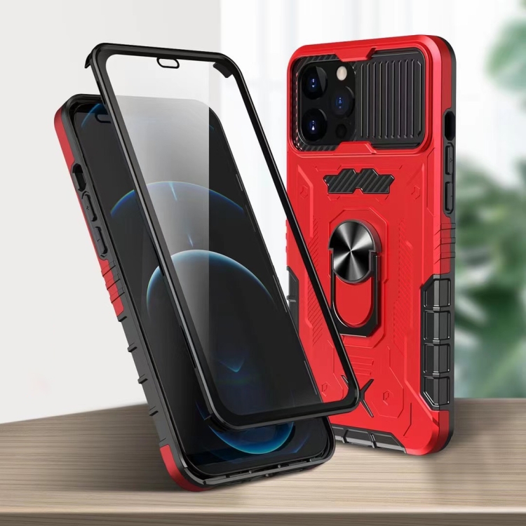 

All-inclusive PC TPU Tempered Glass Film Integral Shockproof Case For iPhone 12 / 12 Pro(Red)