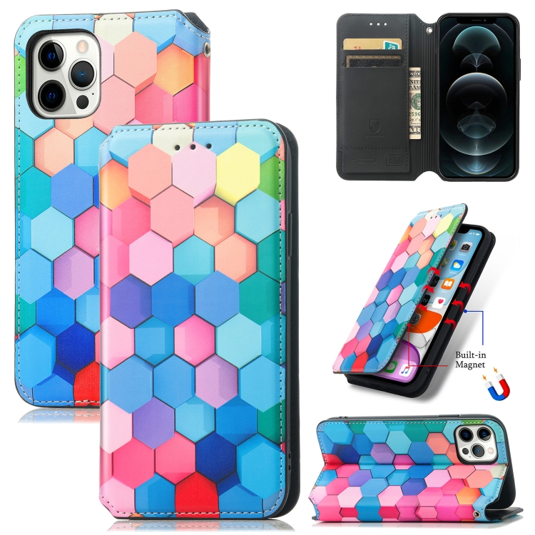 

Colorful Magnetic Horizontal Flip PU Leather Case with Holder & Card Slot & Wallet For iPhone 13 Pro(Color Honeycomb)