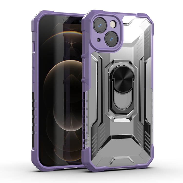 

PC + TPU Shockproof Protective Case with Metal Ring Holder For iPhone 13(Purple)