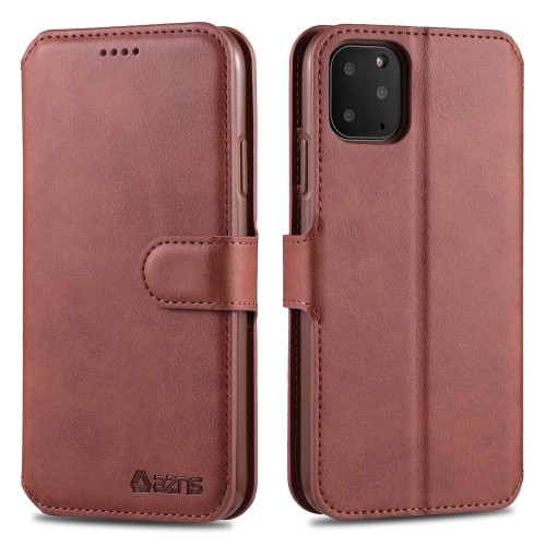 

For iPhone 11 Pro Max AZNS Calf Texture Magnetic Horizontal Flip PU Leather Case with Holder & Card Slots & Photo Frame(Brown)