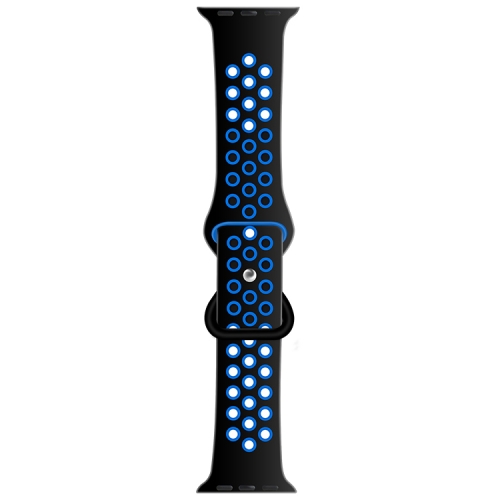 

Butterfly Buckle Dual-tone Liquid Silicone Watch Band For Apple Watch Series 7 41mm / 6 & SE & 5 & 4 40mm / 3 & 2 & 1 38mm(Black+Sky Blue)