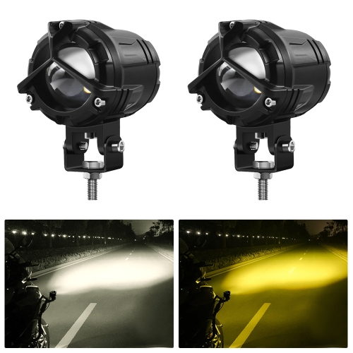 

G0025 M3 9-30V 90W 6000K/3000K 9000LM 6 ZES-3575 LEDs White Light+Yellow Light Motorcycle Large Lens Spotlight