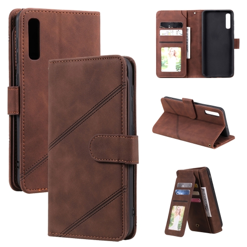 

For Samsung Galaxy A50 Skin Feel Business Horizontal Flip PU Leather Case with Holder & Multi-Card Slots & Wallet & Lanyard & Photo Frame(Brown)