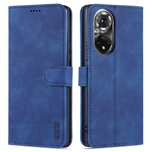 

For Honor 50 AZNS Skin Feel Calf Texture Horizontal Flip Leather Case with Card Slots & Holder & Wallet(Blue)