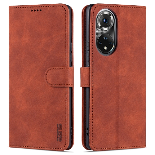 

For Honor 50 Pro AZNS Skin Feel Calf Texture Horizontal Flip Leather Case with Card Slots & Holder & Wallet(Brown)