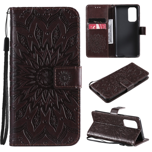 

For OnePlus 9 Sun Embossing Pattern Horizontal Flip Leather Case with Card Slot & Holder & Wallet & Lanyard(Brown)