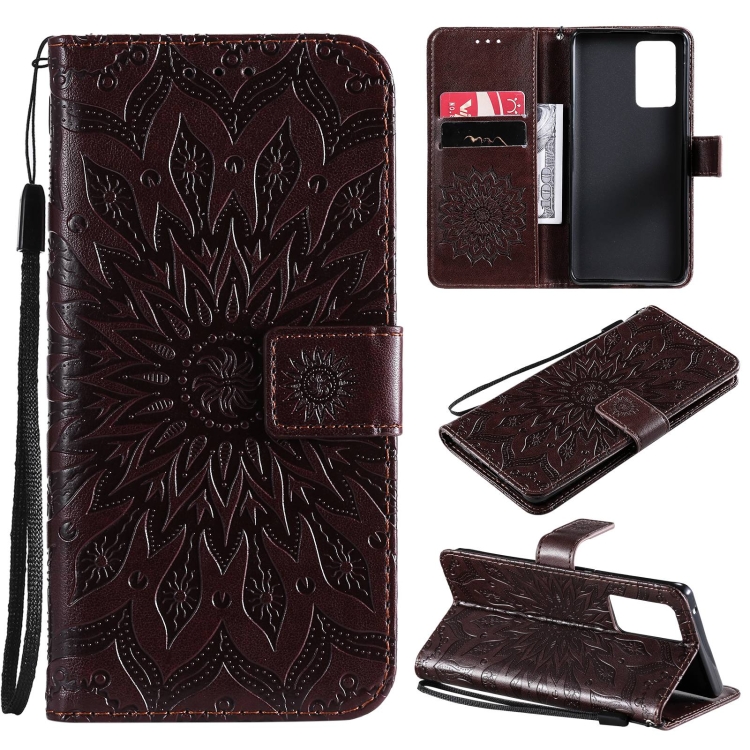 

For OPPO Reno6 Pro 5G Sun Embossing Pattern Horizontal Flip Leather Case with Card Slot & Holder & Wallet & Lanyard(Brown)