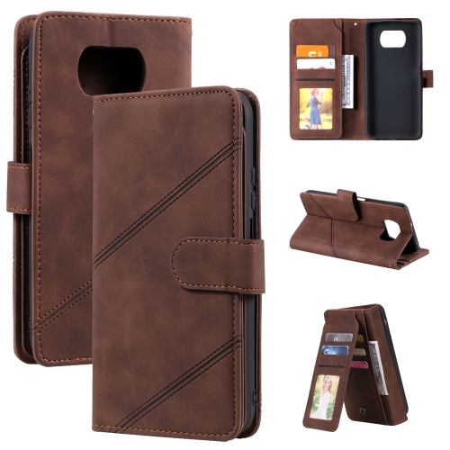 

For Xiaomi Poco X3 NFC Skin Feel Business Horizontal Flip PU Leather Case with Holder & Multi-Card Slots & Wallet & Lanyard & Photo Frame(Brown)